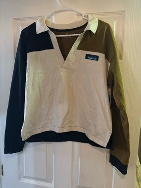 Kavu Colorblock Long-Sleeve Rugby Shirt - White & Brown Never worn!!